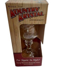 Ridge Top Kountry Krystal Fancy Redneck Beverage Glass with Coaster New